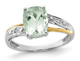2.50 Carat (ctw) Green Quartz Ring in Sterling Silver with 14K Gold Accents